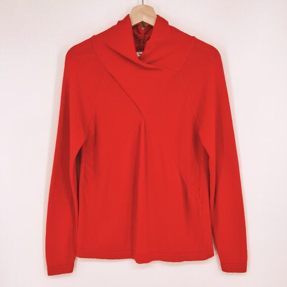 Reiss Torah Sweater Wool Cashmere Blend Womens Large Twist Neck Turtleneck Red - Picture 1 of 10